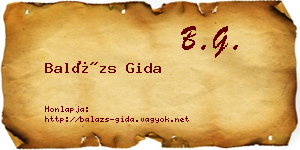 Balázs Gida névjegykártya